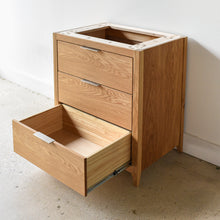 36 inch 3-Drawer Mid-Century Modern Vanity in White Oak Clear