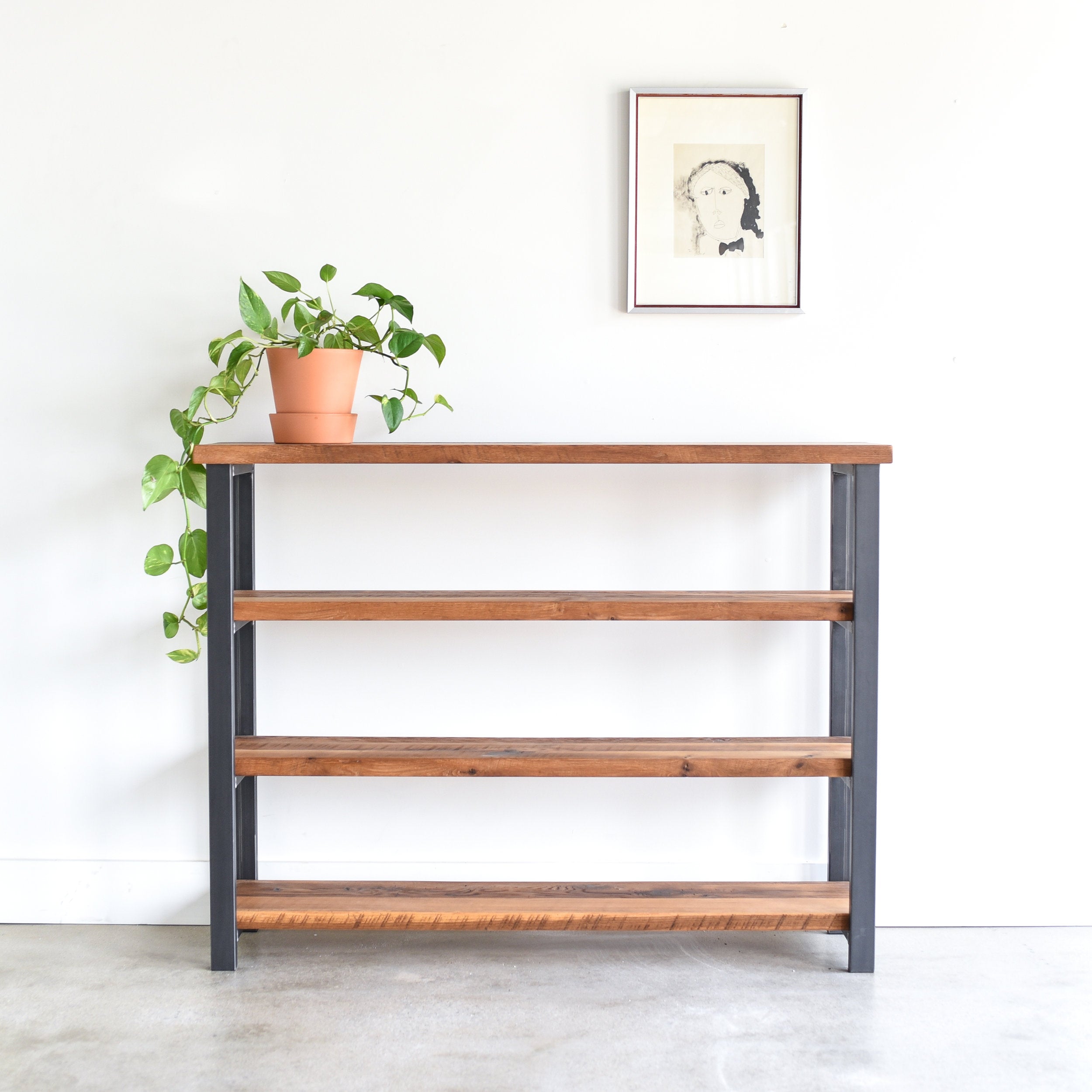 Farmhouse Wood + Metal Bookshelf