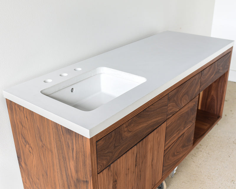 Offset Vanity Basin Concrete Offset Vanity Top / Rectangle Undermount Sink – What WE Make