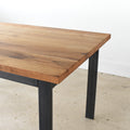 Industrial Plank Extendable Dining Table - Reclaimed Oak / Clear Tabletop