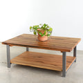 Industrial Modern Coffee Table with Lower Shelf