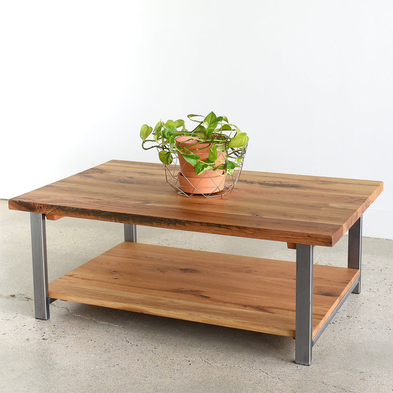 Industrial Modern Coffee Table with Lower Shelf