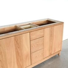 60&quot; Modern Wood Vanity / Double Sink in Reclaimed Oak / Clear