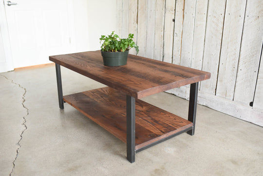 Industrial Reclaimed Wood Coffee Table / Lower Shelf