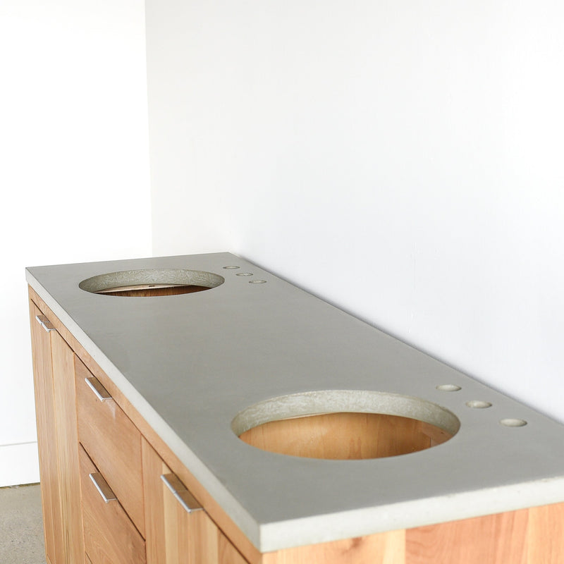 Concrete Vanity Top / Double Oval Undermount Sinks