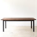 Steel Frame Dining Table - Reclaimed Oak / Walnut Finish Tabletop &amp; Blackened Steel Legs 