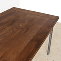 Steel Frame Dining Table - Reclaimed Oak / Walnut Finish - Tabletop detail with breadboard ends 