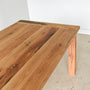 Breadboard Farmhouse Dining Table - Tabletop View / Pictured in Reclaimed Oak /Clear