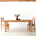 Breadboard Farmhouse Dining Table Featured with our &lt;a href=&quot;https://wwmake.com/products/reclaimed-wood-dining-chairs-barnwood-dining-chairs&quot;&gt; Farmhouse Wood Dining Chairs&lt;/a&gt; in Reclaimed Oak / Clear