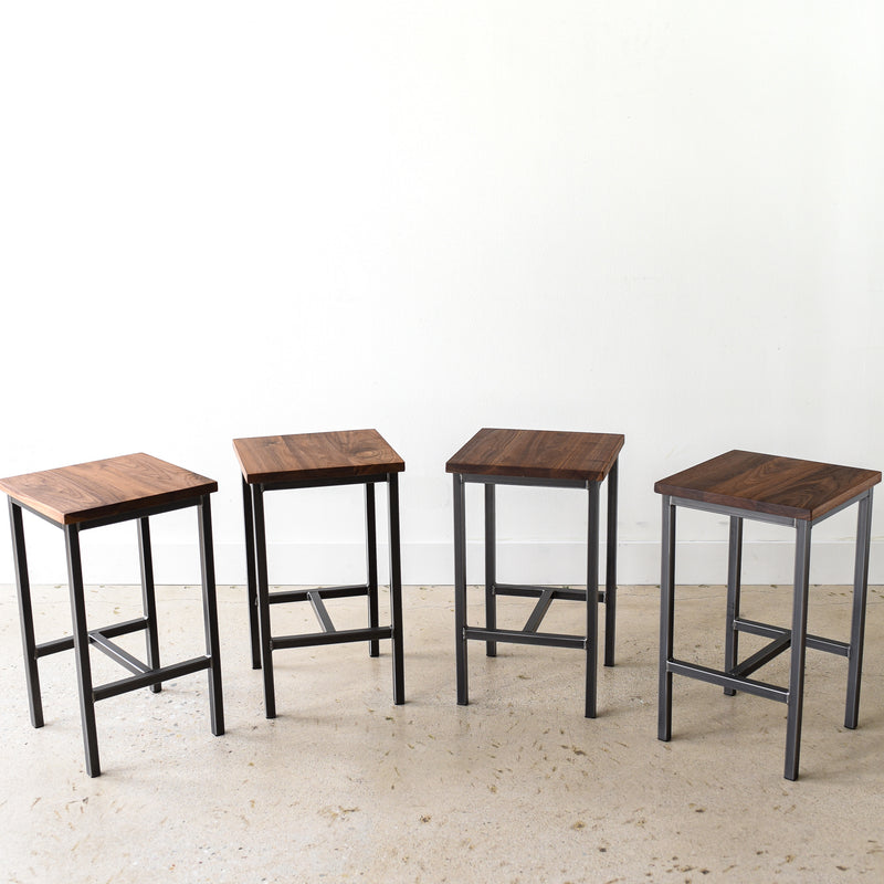 Industrial Modern Backless Stool - Walnut / Clear – What WE Make
