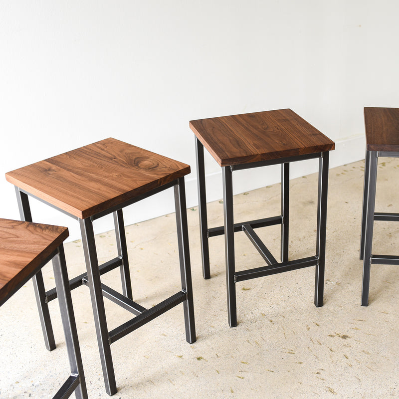 Industrial Modern Backless Stool - Walnut / Clear – What WE Make