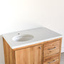36&quot; Wood Floating Vanity / Offset Single Sink in Reclaimed Oak / Clear Featured with our &lt;a href=&quot;https://wwmake.com/products/concrete-floating-vanity-top-oval-sink-right-side&quot;&gt; Concrete Floating Vanity Top / Oval Undermount Sink &lt;/a&gt; in White &amp; Single-Hole Centered Faucet Placement