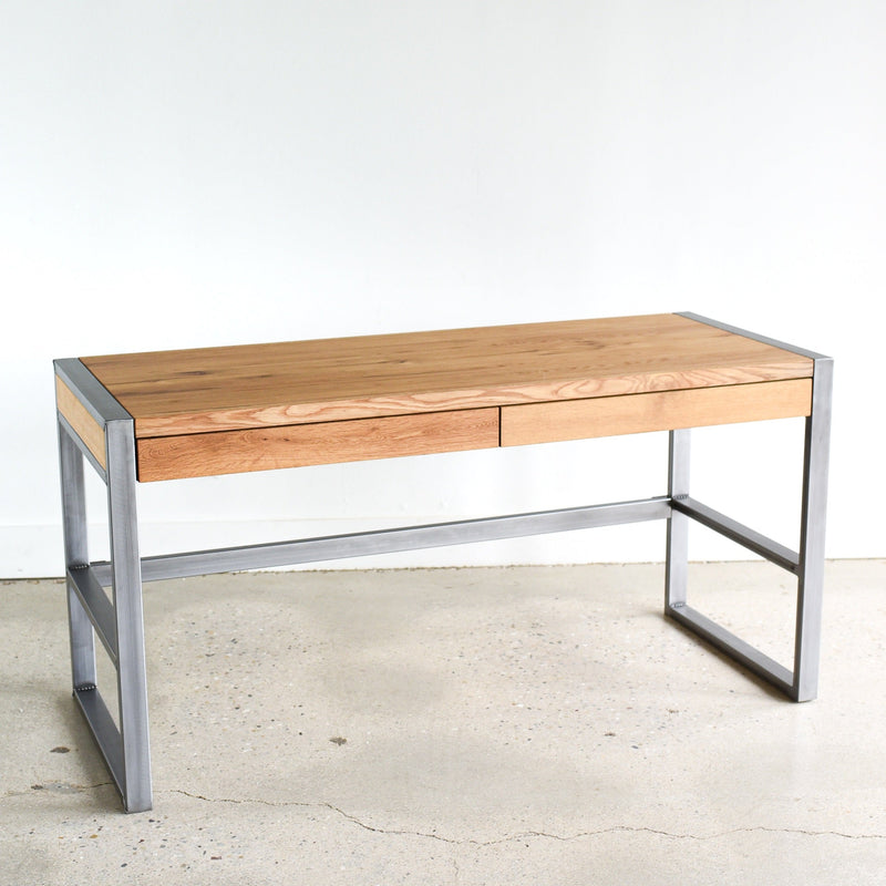 2-Drawer Modern Wood + Metal Desk