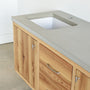 60&quot; Floating Wood Vanity / Double Sink with Modern Handle in Nickel - Close up Detail - Featured with our &lt;a href=&quot;https://wwmake.com/products/concrete-vanity-top-double-rectangle-undermount-sinks&quot;&gt; Concrete Vanity Top / Double Rectangle Undermount Sinks &lt;/a&gt; in Natural Gray, Pictured in Ash / Clear 