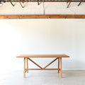 Modern Butterfly Trestle Dining Table handmade in solid White Oak 