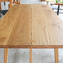 Modern Butterfly Trestle Dining Table in White Oak - Close up of Butterfly joinery Detail 