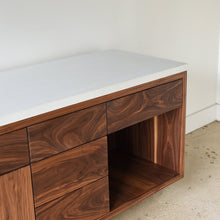 60&quot; Floating Wood Vanity / Offset Single Sink in Walnut / Clear- Featured with our &lt;a href=&quot;https://wwmake.com/products/concrete-floating-vanity-top-rectangle-sink&quot;&gt; Concrete Floating Vanity Top / Rectangle Undermount Sink &lt;/a&gt; in White