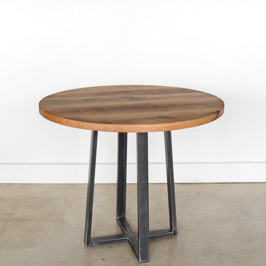 Round Industrial Reclaimed Wood Pub Table / 36