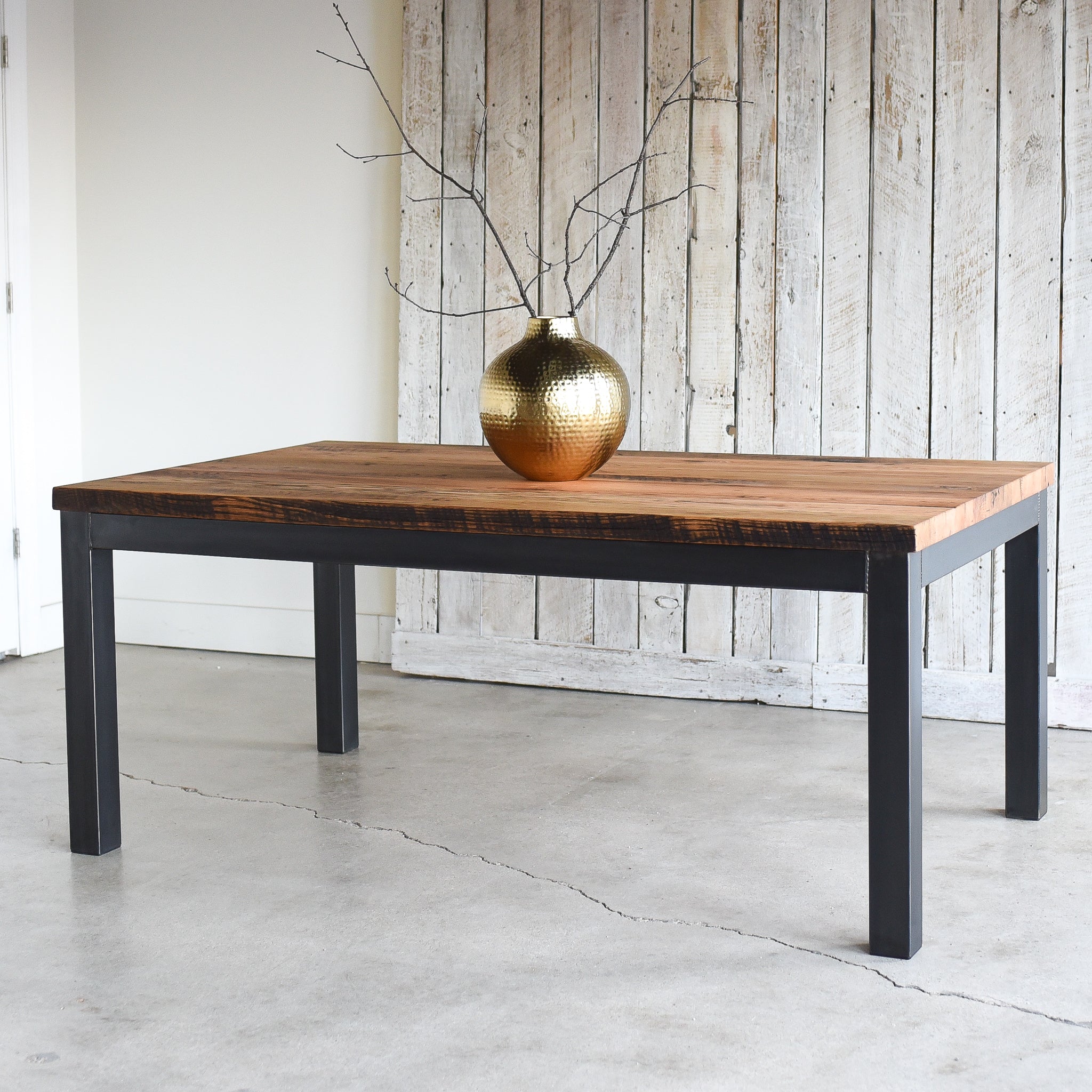 Wide Steel Frame Dining Table