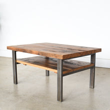 Industrial Coffee Table with High Shelf