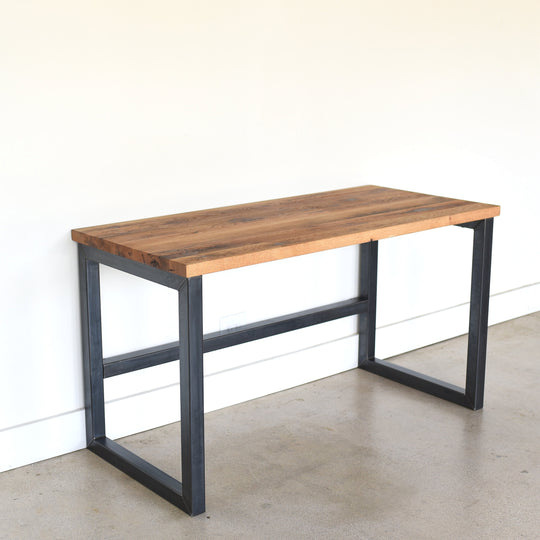 Industrial Wood Desk / 2" x 2" Metal Frame