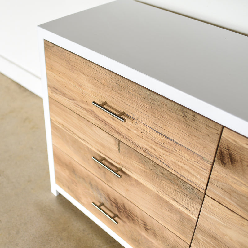 white dresser with wood Wood + White 6-Drawer Dresser