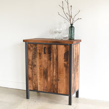 Pictured in Reclaimed Oak / Textured &amp; Blackened Metal