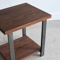 Pictured in Walnut / Clear &amp; Antiqued Metal