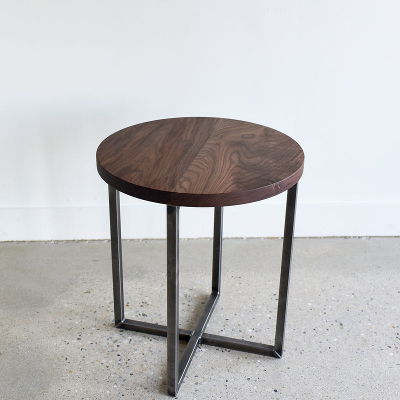Frame Accent Table Round Walnut Accent Table / Steel Frame Pedestal – What WE Make