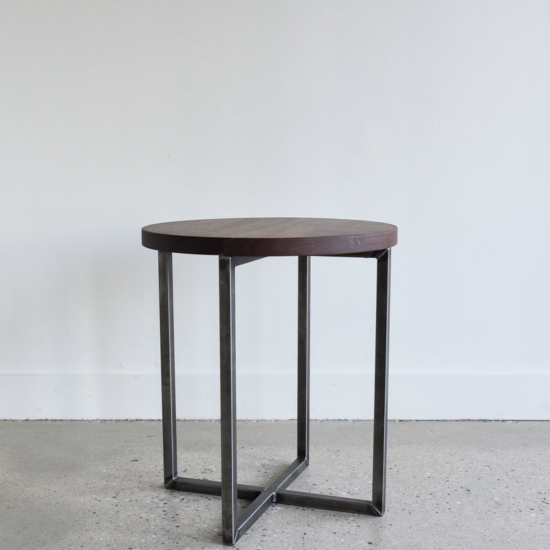 Frame Accent Table Round Walnut Accent Table / Steel Frame Pedestal – What WE Make