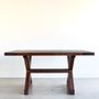 Trestle Dining Table in Walnut / Clear
