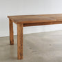 Farmhouse Extendable Dining Table  with Leaf Insert in Reclaimed Oak / Clear - Post Leg Detail
