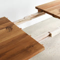 Farmhouse Extendable Dining Table in Reclaimed Oak / Clear - Close-up of open extension 