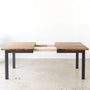 Industrial Plank Extendable Dining Table in Reclaimed Oak Clear &amp; Blackened Metal Base