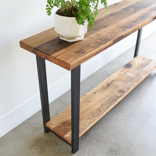 Industrial Modern Console Table with Lower Shelf