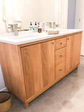 60&quot; Modern Wood Vanity / Double Sink in Reclaimed Oak / Clear Featured with our &lt;a href=https://wwmake.com/products/concrete-vanity-top-double-rectangle-undermount-sinks&gt; Concrete Vanity Top / Double Rectangle Undermount Sinks &lt;/a&gt; in White - Customer Photo