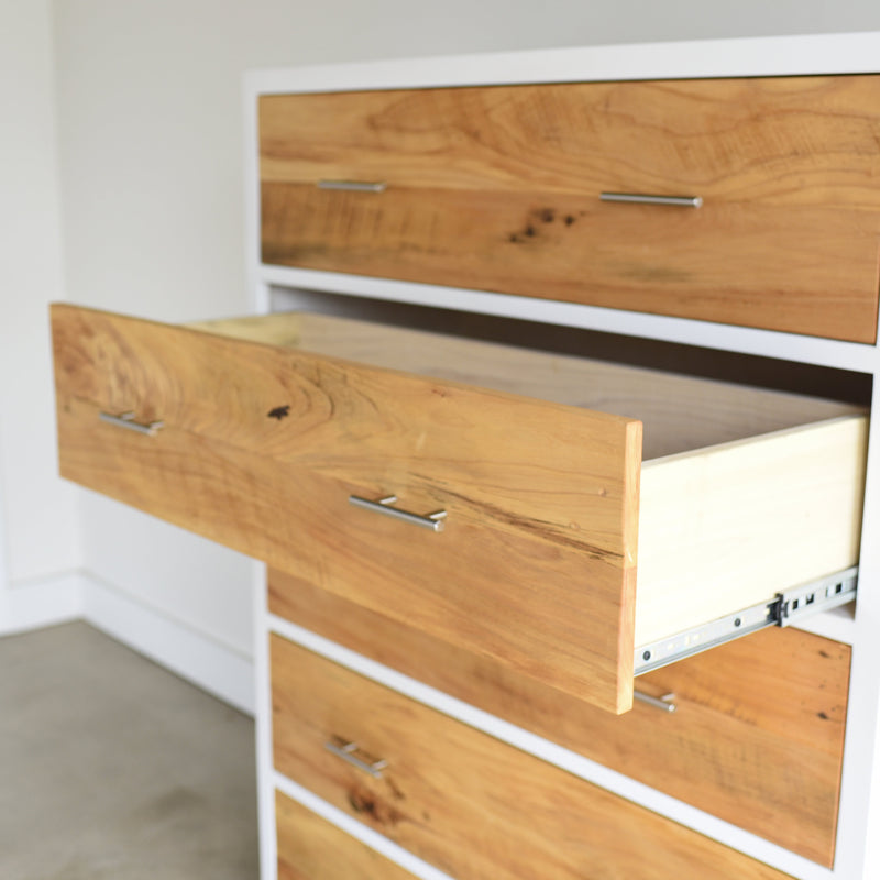 Tall White + Wood 5 Drawer Dresser Tall White + Wood 5 Drawer Dresser