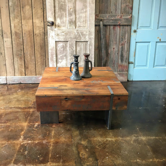 Square Modern Reclaimed Wood Coffee Table