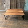 Reclaimed Wood Square Coffee Table / H-Shaped Metal Legs