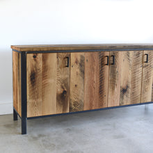Pictured in Reclaimed Oak / Textured &amp; Blackened Metal