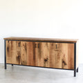 Modern Wood Storage Cabinet / 4-Door - Reclaimed Oak / Textured finish &amp; Blackened Metal