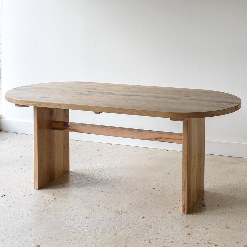 Modern Timber Oval Dining Table , Pictured in Reclaimed Oak / Clear