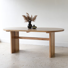 Modern Timber Oval Dining Table in Reclaimed Oak / Clear 