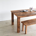 Plank Farmhouse Dining Table Featured with our &lt;a href=&quot;https://wwmake.com/products/reclaimed-wood-seating-bench&quot;&gt; Farmhouse Wood Bench &lt;/a&gt; Pictured in Reclaimed Oak / Textured Finish