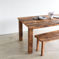 Plank Farmhouse Dining Table Featured with our &lt;a href=&quot;https://wwmake.com/products/reclaimed-wood-seating-bench&quot;&gt; Farmhouse Wood Bench &lt;/a&gt;