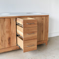 60&quot; Modern Wood Vanity / Double Sink in Reclaimed Oak / Clear - Open Drawers