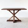 Farmhouse Pedestal Base Dining Table in Walnut Wood / Clear Finish