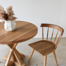 Round Pedestal Dining Table Featured with our &lt;a href=&quot;https://wwmake.com/products/modern-windsor-chair&quot;&gt; Modern Windsor Chair&lt;/a&gt; in White Oak