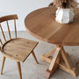 Round Pedestal Dining Table Featured with our &lt;a href=&quot;https://wwmake.com/products/modern-windsor-chair&quot;&gt; Modern Windsor Chair&lt;/a&gt; in White Oak