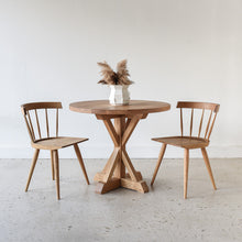 Round Pedestal Dining Table Featured with our &lt;a href=&quot;https://wwmake.com/products/modern-windsor-chair”&gt; Modern Windsor Chair&lt;/a&gt; in White Oak